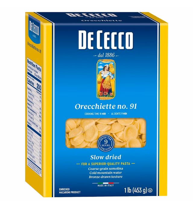 De Cecco Orecchiette No. 91 Pasta 16 Oz. Box