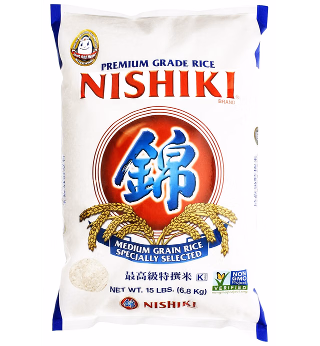 Nishiki Premium Rice, Medium Grain,15 Pound (Pack of 1)
