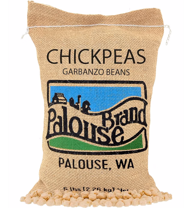 Chickpeas | Garbanzo Beans | Family Farmed in Washington State | Desiccant Free | 5 lbs | Non-GMO Project Verified | Kosher Parve | USA Grown | Field Traced | Burlap Bag