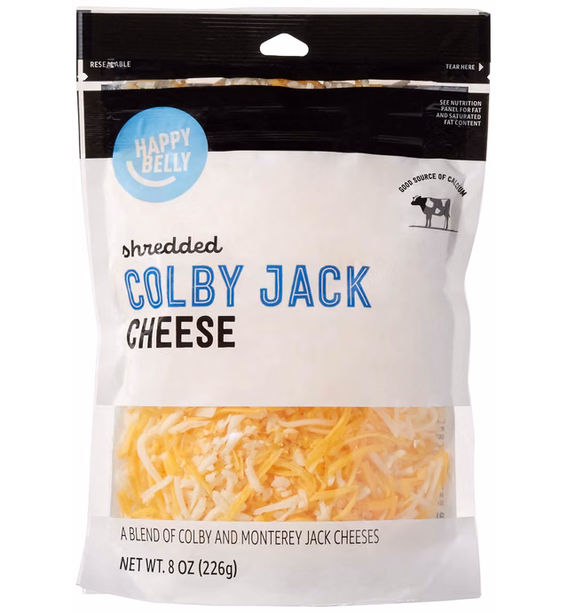Amazon Brand - Happy Belly Shredded Colby Jack Cheese, 8 Ounce