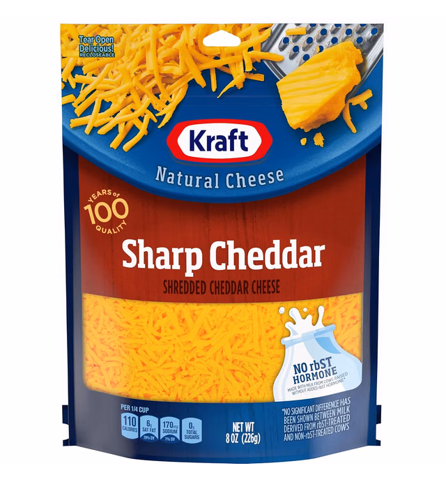 Kraft Sharp Cheddar Shredded Cheese (8 oz Bag)