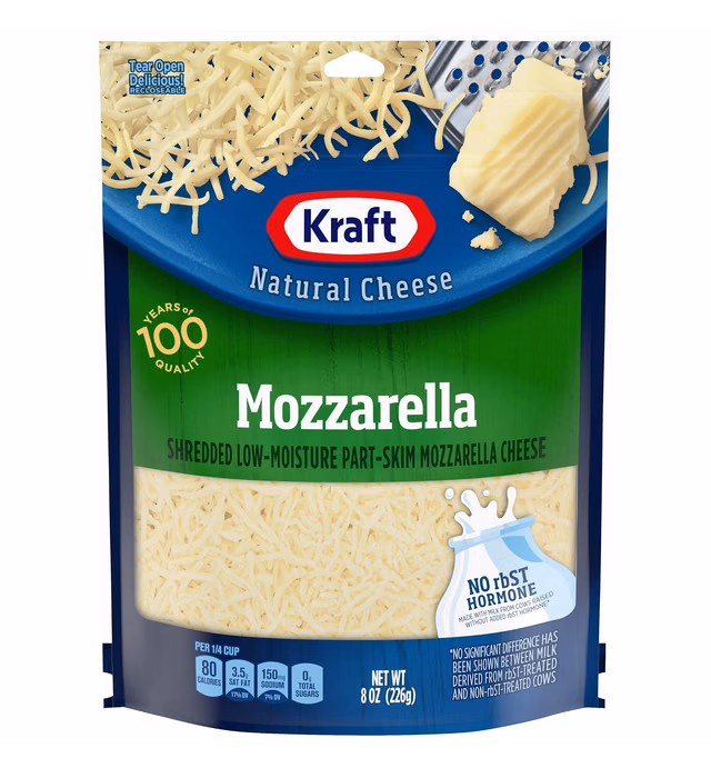 Kraft Shredded Natural Mozzarella Shredded Cheese (8 oz Pouch)