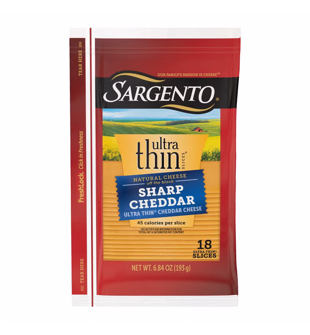 Sargento Ultra Thin Natural Sharp Cheddar Cheese Slices - 6.84oz/18ct slices