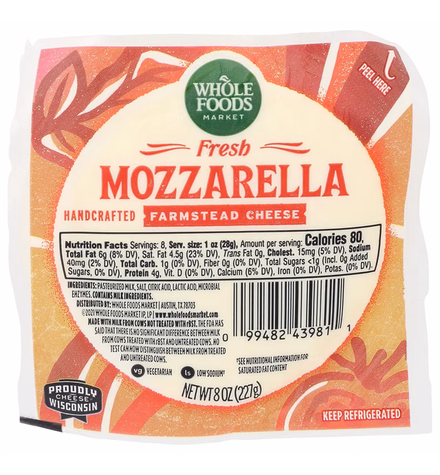 Whole Foods Market, Fresh Mozzarella, 8 oz