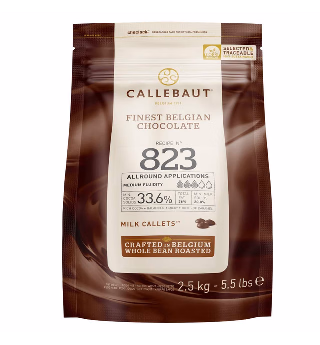 Belgian Milk Chocolate Baking Callets (Chips) - 33.6% - 1 bag, 5.5 lbs