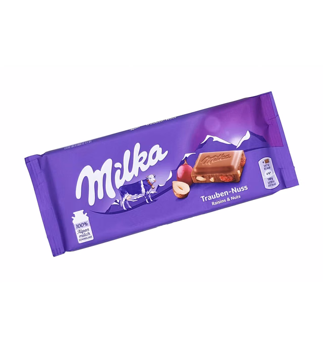 Milka Alpine Milk Chocolate with Raisins and Hazelnuts, 3.52-Ounce Bars (Pack of 10)