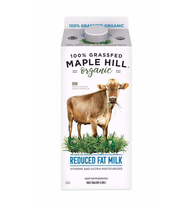 Maple Hill Creamery 100% Grass Fed Organic 2% Milk, oz 64 Fl Oz