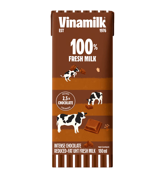 Reduced-Fat UHT Fresh milk - Chocolate - Vinamilk 100% Fresh milk