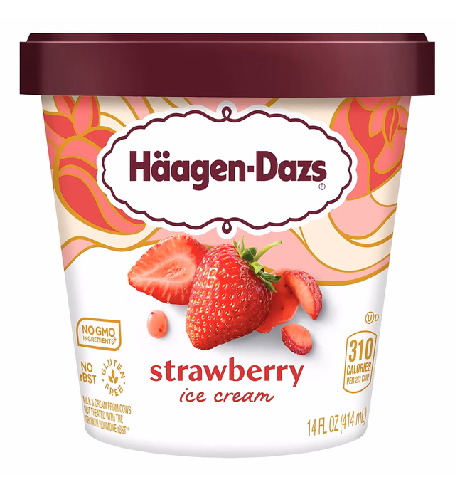 Haagen-Dazs Strawberry Ice Cream, 14 fl oz (Frozen)