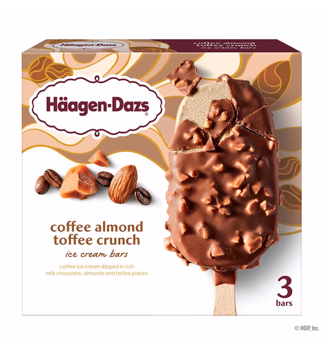 Haagen-Dazs, Coffee Almond Crunch Ice Cream Bar, 3 Count (Frozen)