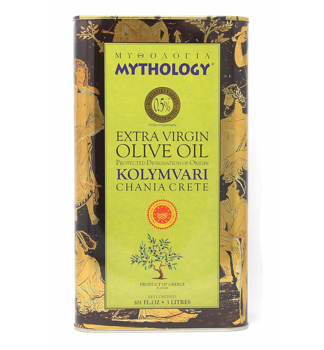 Mythology Greek Olive Oil From Greece, Cold Pressed Extra Virgin Olive Oil, Certified PDO Kolymvari Chania Crete, 3 Liter