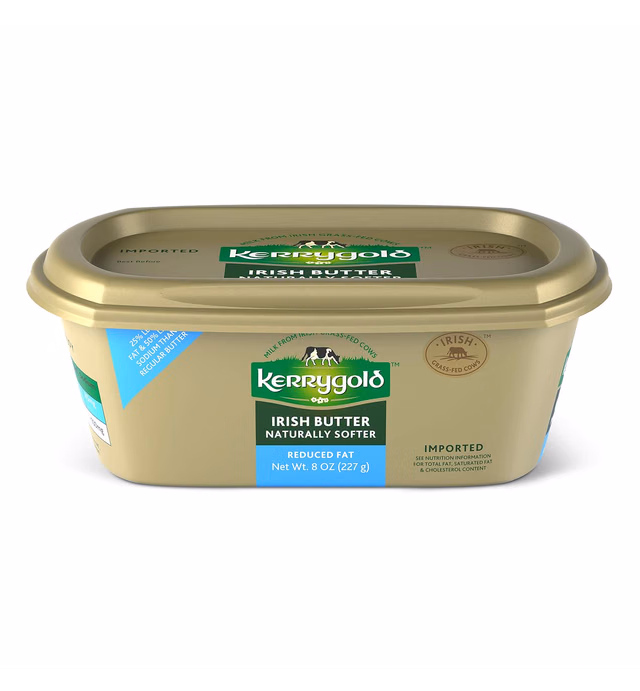 Kerrygold Reduced Fat Spreadable Irish Butter, 8 Ounce all-natural Butter Made with Milk from Grass-Fed Cows