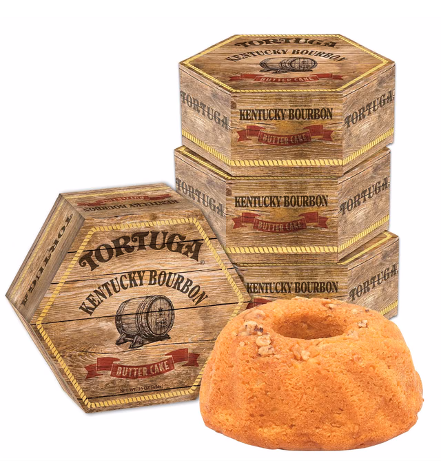 TORTUGA Kentucky Bourbon Butter Cake w/ Walnuts - 16oz Cake - 4 Pack - The Perfect Premium Gourmet Gift for Stocking Stuffers, Gift Baskets, and Christmas Gifts - Great Cakes for Delivery