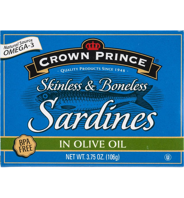 Crown Prince, Skinless & Boneless Sardines in Olive Oil, 3.75 oz, Package may vary