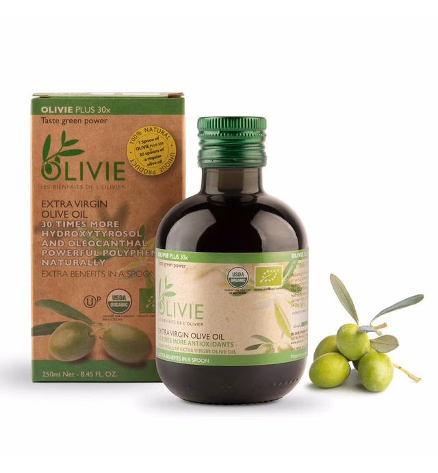 Organic High Polyphenol Rich Extra Virgin Olive Oil OLIVIE PLUS 30X | Moroccan Desert Olive Oil | EVOO | MD Recommended | Organic, Kosher | 250 ml Glass Bottle