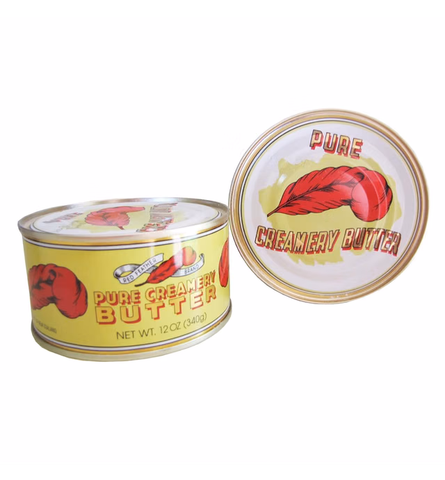 Red Feather Canned Butter A real butter from new Zealand-100% pure no artificial colors or flavors-Great For Hurricane Preparedness Emergency Survival Earthquake Kit-(2 Cans/12Oz Each)