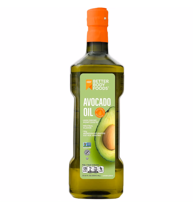 BetterBody Foods Refined Non-GMO Cooking Oil, Kosher, Keto and Paleo Diet Friendly, for High-Heat Cooking, 100% Pure Avocado Oil, 1 Liter, 33.8 Fl Oz