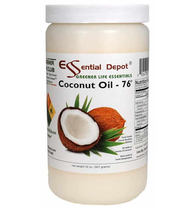 Coconut Oil - 1 Quart - 32 oz - Food Grade - safety sealed HDPE container with resealable cap