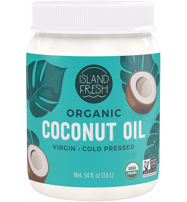 Island Fresh Organic Coconut Oil (54 oz) - Organic Virgin Coconut Oil Great for Baking, Versatile Cooking Oil, DIY Hair Oil & Skin Oil, Cold-Pressed, Certified Organic & Non-GMO