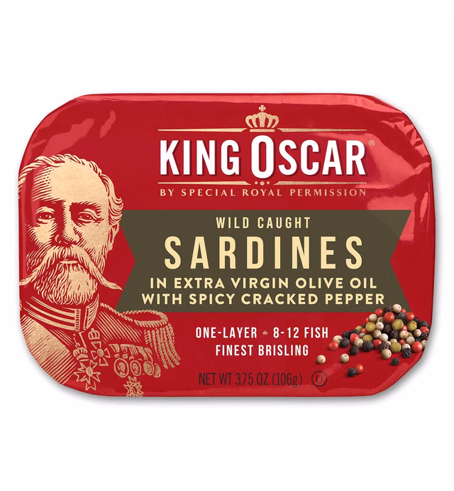 King Oscar Wild Caught Sardines in Extra Virgin Olive Oil, Spicy Cracked Pepper, 3.75 Ounce (Pack of 12) (3480000655)