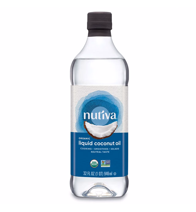 Nutiva Organic Liquid Fractionated Coconut Oil, 32 Ounces - USDA Organic, Non-GMO, Non-BPA, Vegan, Keto, Paleo, Use for Cooking or Moisturizer for Skin, Massage and Hair