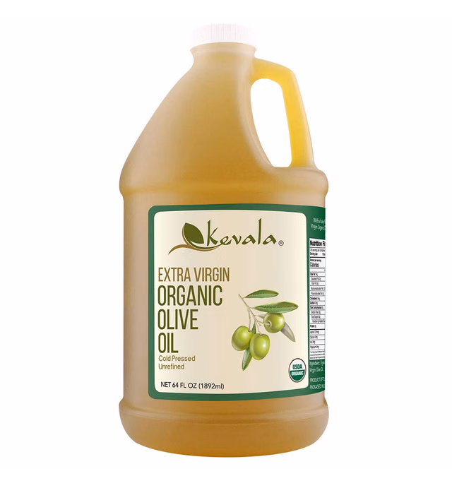 Kevala Organic Extra Virgin Olive Oil, Unrefined, Cold Pressed, 64 fl oz, 1/2 Gal