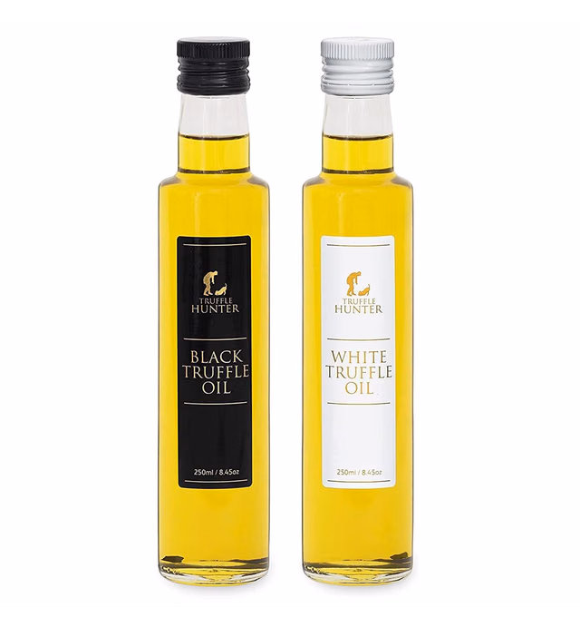 TruffleHunter - Black & White Truffle Oil Set - Extra Virgin Olive Oil for Cooking & Seasoning - 8.45 Oz X2