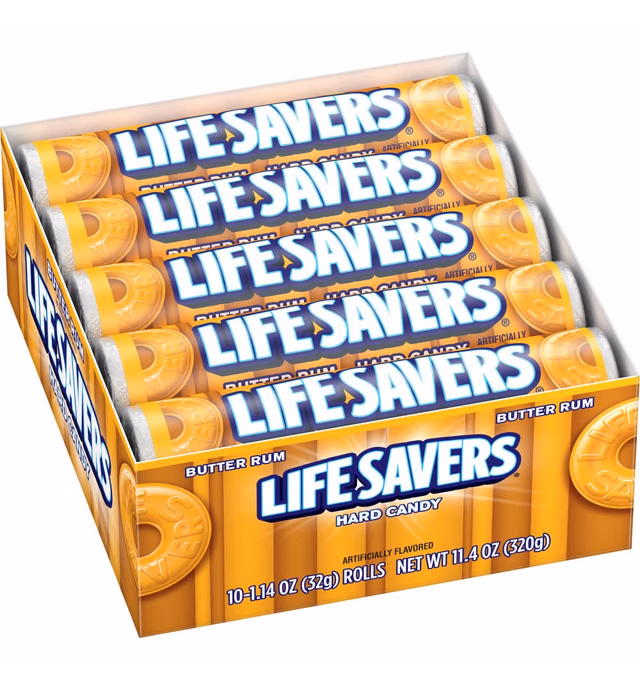 LIFE SAVERS Butter Rum Hard Candy Bulk, 1.14 ounce (20 Single Packs)