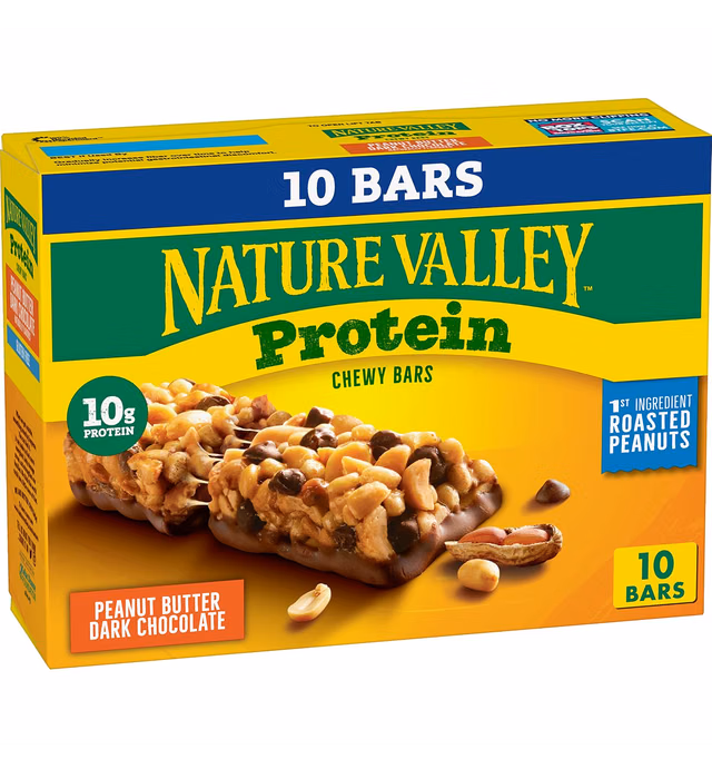Nature Valley Protein Chewy Bars, Peanut Butter Dark Chocolate, 1.42 Oz, 10 Ct