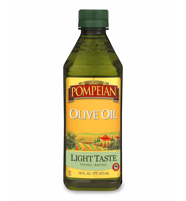 Pompeian Light Taste Olive Oil, Light, Subtle Flavor, Perfect for Frying & Baking, Naturally Gluten Free, Non-Allergenic, Non-GMO, 16 FL. OZ.