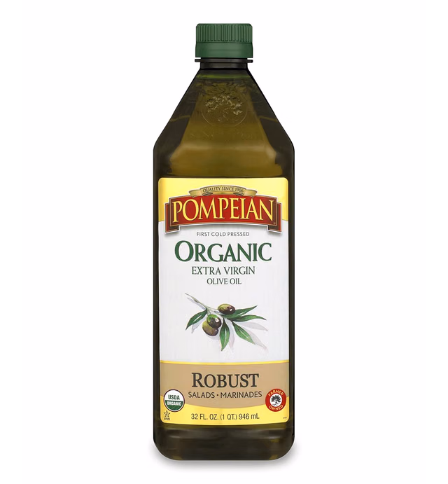 Pompeian USDA Organic Robust Extra Virgin Olive Oil, First Cold Pressed, Full-Bodied Flavor, Perfect for Salad Dressings & Marinades, 32 FL. OZ.