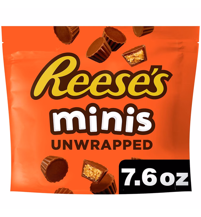 REESE'S Minis Milk Chocolate Unwrapped Peanut Butter Cups, Candy Bag, 7.6 oz