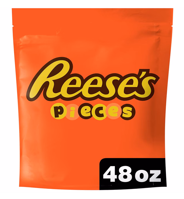 REESE'S PIECES Peanut Butter In a Candy Shell, In a Crunchy Shell Candy Bulk Bag, 48 oz
