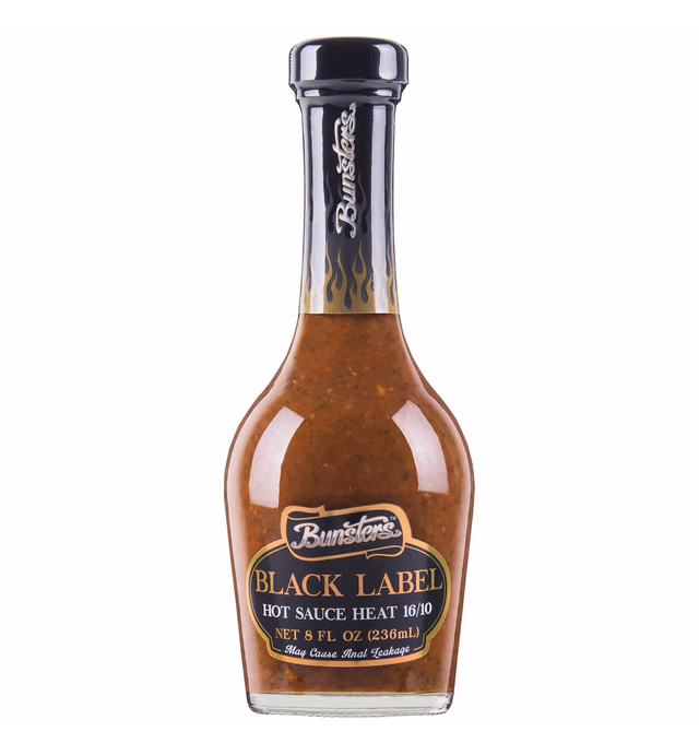 Bunsters Hot Ones Hot Sauce - Black Label 16/10 Heat Chili Pepper Sauce - Extreme Heat Around 99,000 on the Scoville Scale - Packed with Aussie Fruit and Veg
