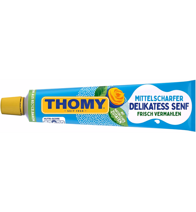 THOMY Delikatess Senf Mittelscharf (Medium Hot Mustard) in Tube - 200 ml