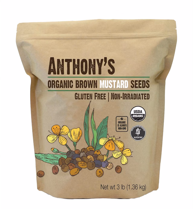 Anthony's Organic Brown Mustard Seeds, 3 lb, Gluten Free, Non GMO, Keto Friendly