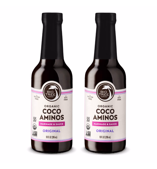 Big Tree Farms Organic Coco Aminos, Original Flavor, Soy Free, Vegan, Gluten Free, Paleo, Certified Kosher, Whole30, Non GMO, Low Glycemic, Low Sodium, Sauce & Marinade Substitute, 10 oz (Pack of 2)