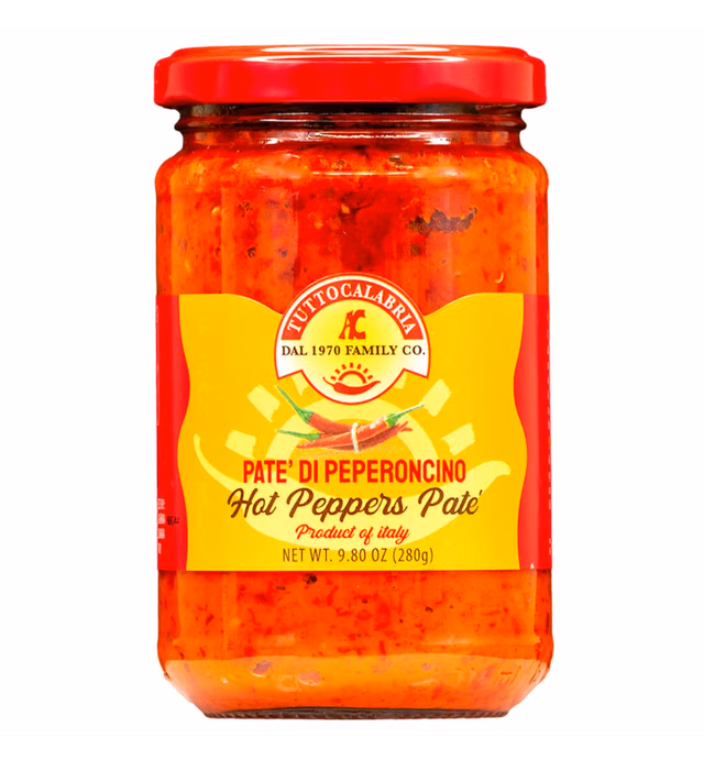 Pate Crushed Calabrian Chili Pepper Pate', Smoother textured version of our Crushed Pepper Paste, 10 oz, TuttoCalabria