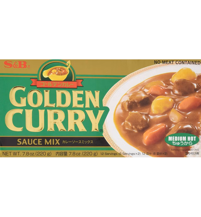 S&B Golden Curry Sauce Mix, Medium Hot, 7.8-Ounce