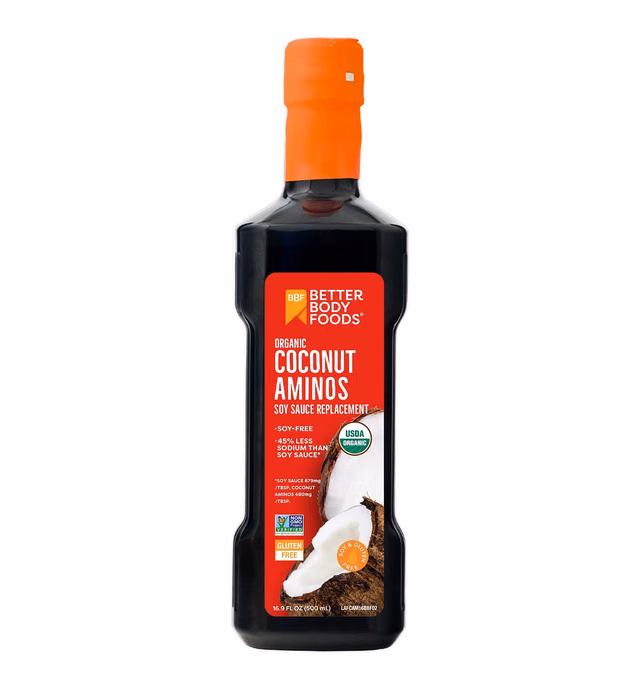 BetterBody Foods Organic Coconut Aminos, Soy Sauce Alternative, Gluten Free, Soy Free, Non-GMO, Kosher, 16.9 Ounces