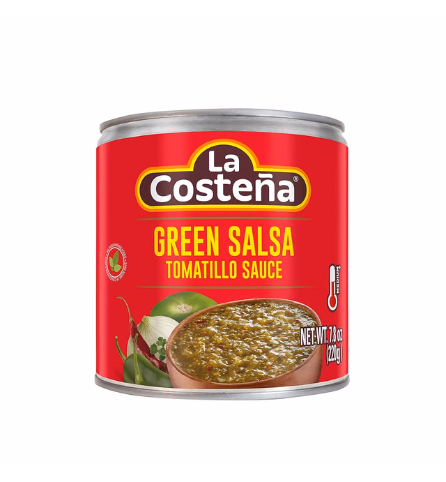 LA Costeña Salsa Verde | Green Mexican Salsa with Tomatillos, Jalapeños and Chile de Arbol Peppers | Medium Heat | 7.76 Ounce Can (Pack of 24)