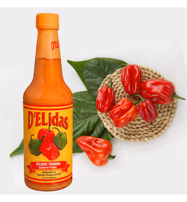 D'ELidas Habanero Hot Sauce, Natural Habanero Pepper Hot Sauce, Chombo Picante Sauce #1 in Panama, Non-GMO, Keto Friendly Food Habanero Sauce, 10 Fl Oz (Case of 12)