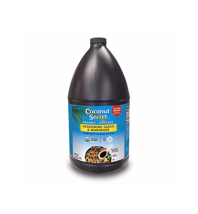 COCONUT SECRET Aminos, Low Sodium Soy Sauce Alternative & Glycemic, Organic, Vegan, Non-GMO, Gluten-Free, Kosher, Keto, Paleo, Whole 30, 128 Fl Oz