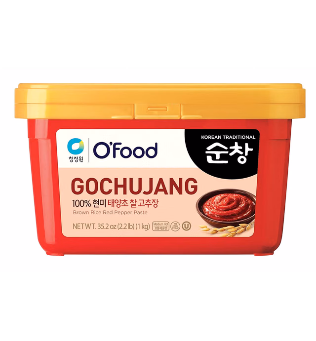 O'Food Gochujang Korean Red Chili Pepper Paste, Medium Hot Sauce, Spicy, Sweet and Savory Korean Traditional Fermented Condiment, Brown Rice, No Corn Syrup, 2.2lb