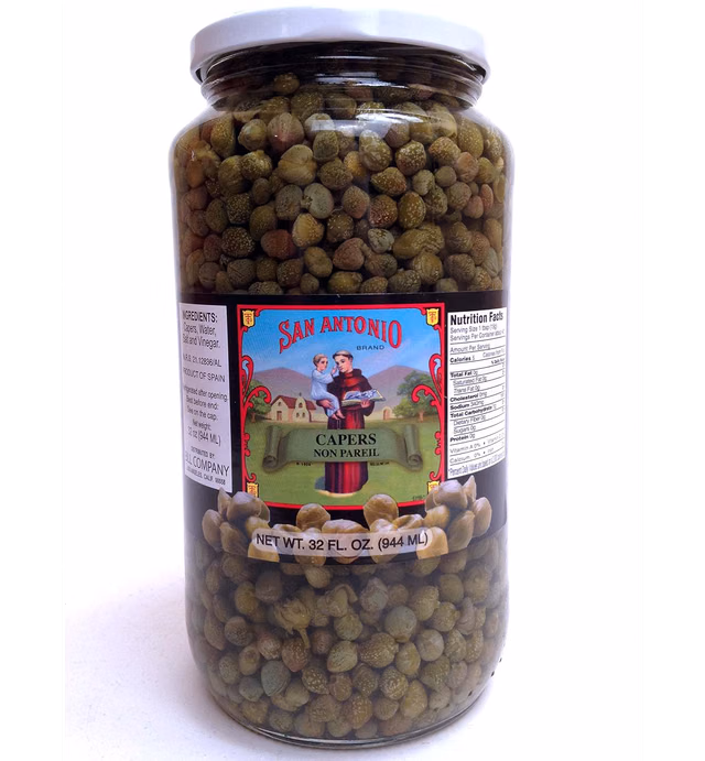 32 Oz Imported Non Pareil Capers in Vinegar and Salt Brine