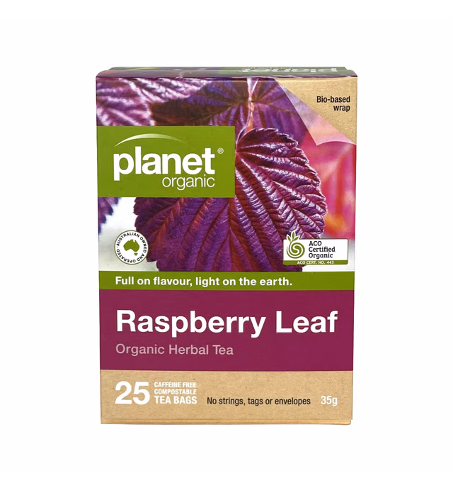 PLANET ORGANIC RASPBERRY LEAF TEA BAGS - 25 Tea Bags of Certified Organic Red Raspberry Leaf Tea for Pregnancy, Non-GMO, Pregnancy and Women's Health Support, Compostable Packaging (1.2oz/35g)
