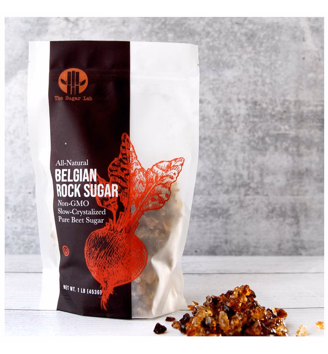 The Sugar Lab Belgian Rock Sugar – 2 Pounds - Natural REAL Beet Sugar - Brown Rock Sugar - Teavana Style Tea Sugar - Perfect Sugar Cube or Amber Sugar Replacement - Natural Belgian Rock Sugar for Tea