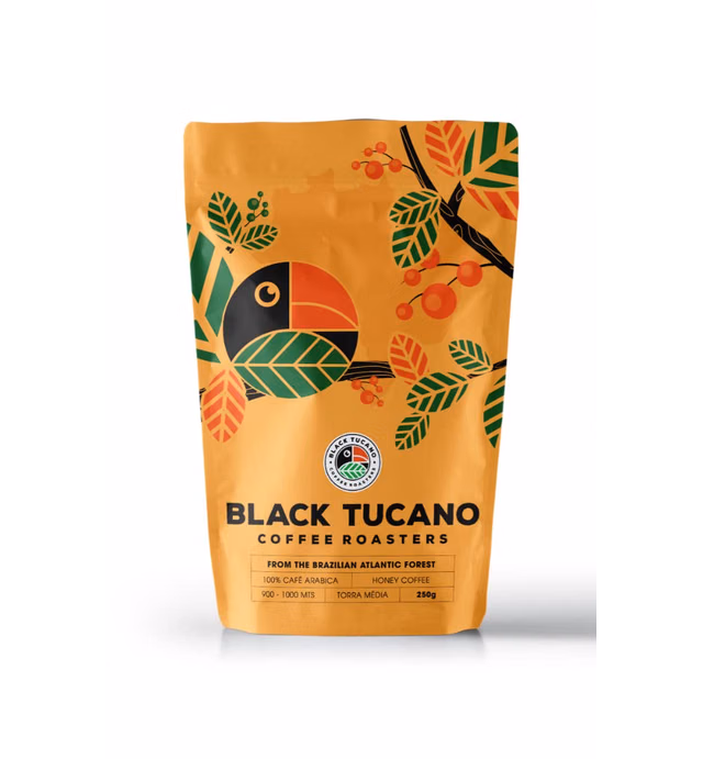 Black Tucano Specialty Coffee - Brazilian Ground Medium Roast Coffee - Honey Coffee Ground Coffee - 8.8 Ounces 250 Gr
