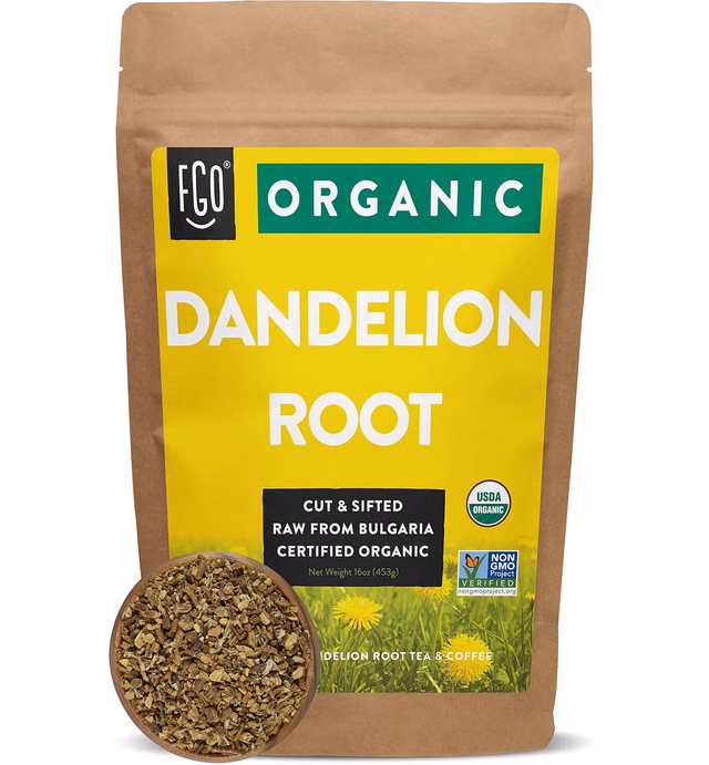 Organic Dandelion Root | Loose Tea (200+ Cups) | 16oz/453g Resealable Kraft Bag | 100% Raw From Bulgaria | by FGO
