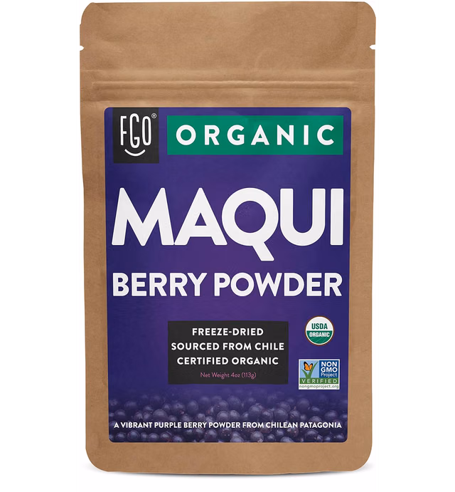 FGO Organic Maqui Powder | 4oz Resealable Kraft Bag | 100% Raw from Chile